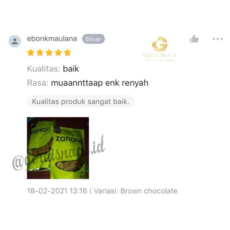 Keripik Pisang Zanana Chips Premium Khas Bandung Bumbu Tebal Renyah