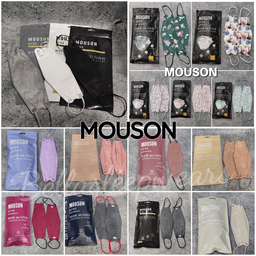 KF94 MOUSON EMBOS 10PC - MASKER MOUSON KF94 NEW WARNA TALI SENADA 4PLY