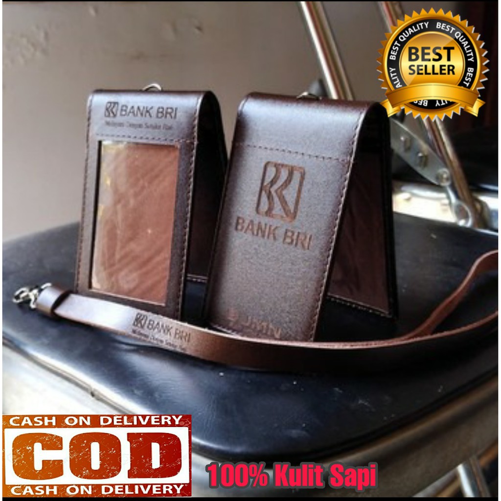 

ID Card / Name Tag Holder / Dompet Id Card 100% Kulit Asli Bank BRI Cokelat Tua Model Lipat