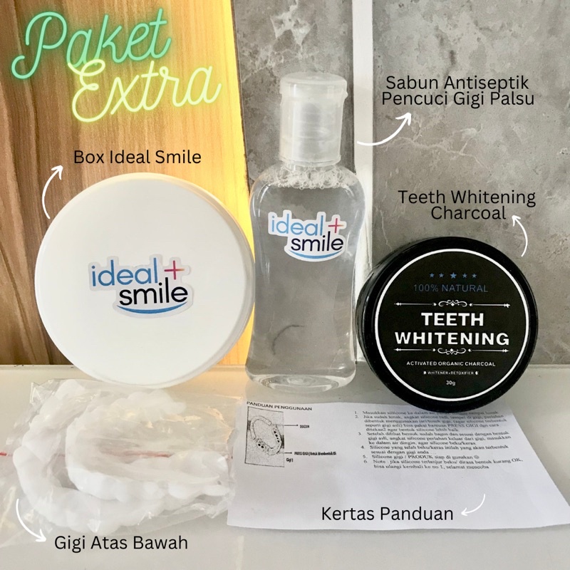 BISA COD KUALITAS TERBAIK IDEAL SMILE GIGI PALSU ATAS + BAWAH GIGI PALSU INSTAN LEPAS PASANG VENEER 