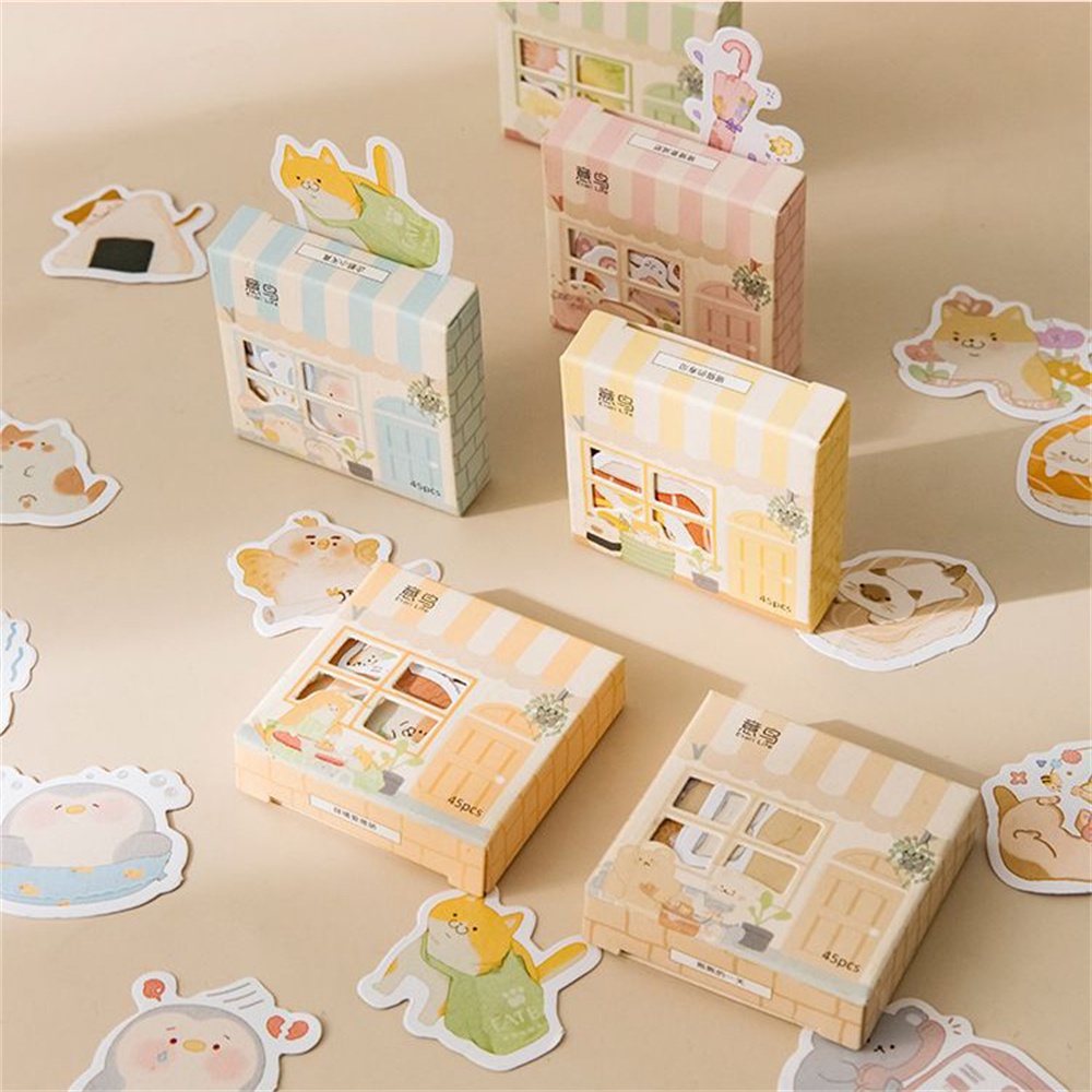 ELEGANT 45pcs/set Journal Sticker DIY Korean Stationery Diary Stickers Animals Stickers for Students Office Cute School Supplies Scrapbooking