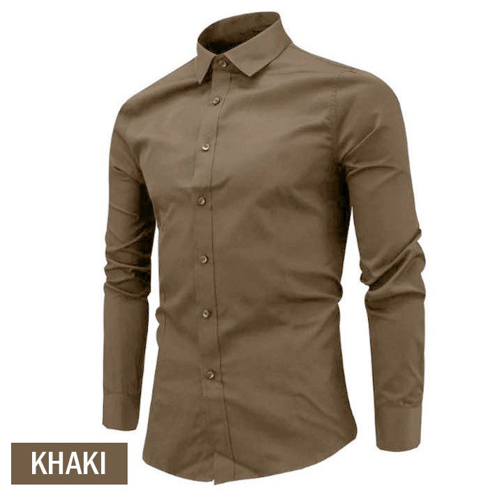 kemeja polos cowok lengan panjang / kemeja lengan panjang