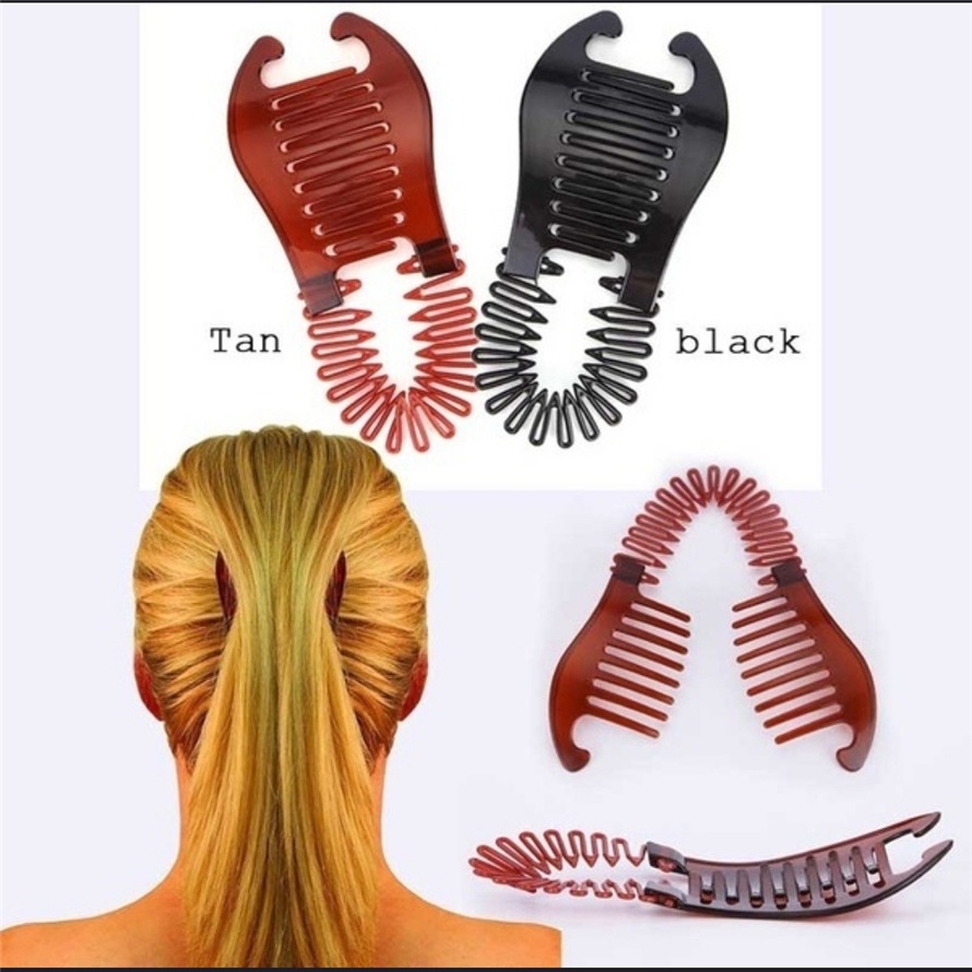 1Pc Popular Elastic Braided Fixed Ponytail Rice Flour Comb Holder For Women's