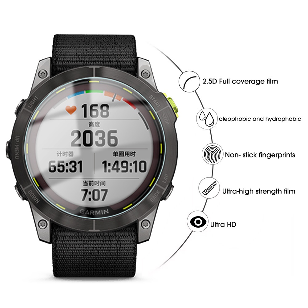 1pc Film Pelindung Layar Tempered Glass HD Transparan Ultra Tipis Anti Gores Untuk Smartwatch Garmin Enduro 2