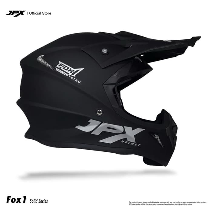 JPX Fox1 Solid Black Doff/ Silver + Goggle Black Carbon Silver (1 set)