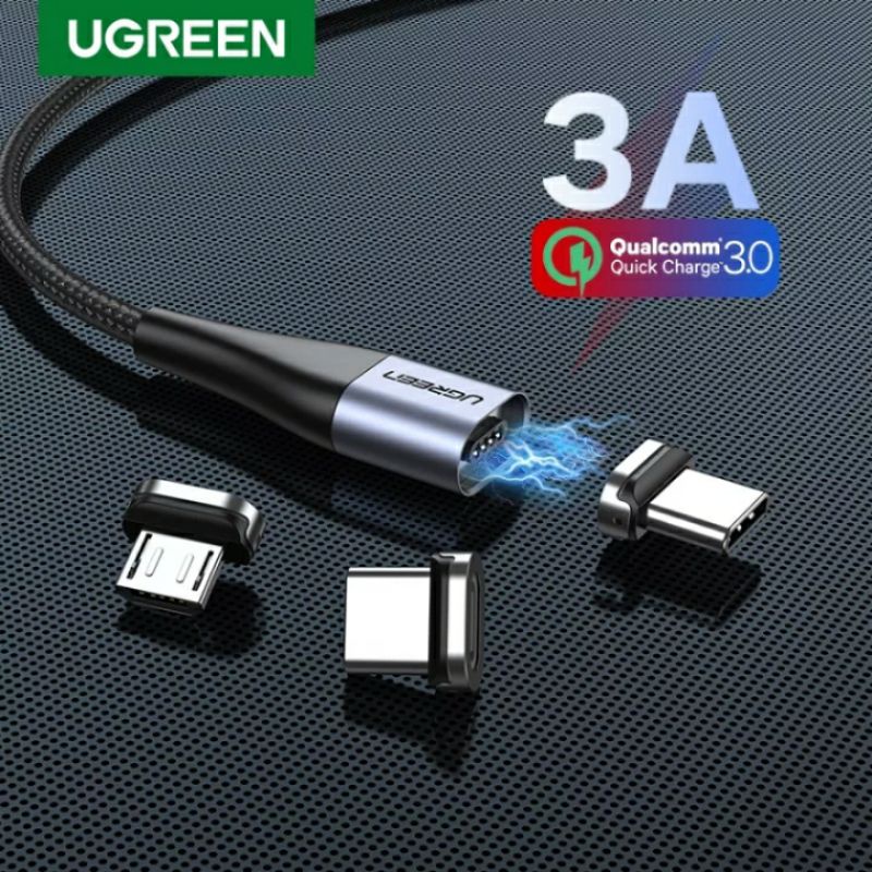 Ugreen Magnetic Cable Charger - Kabel Magnetic Charger Micro usb Type C Fast Charging Braided Nylon