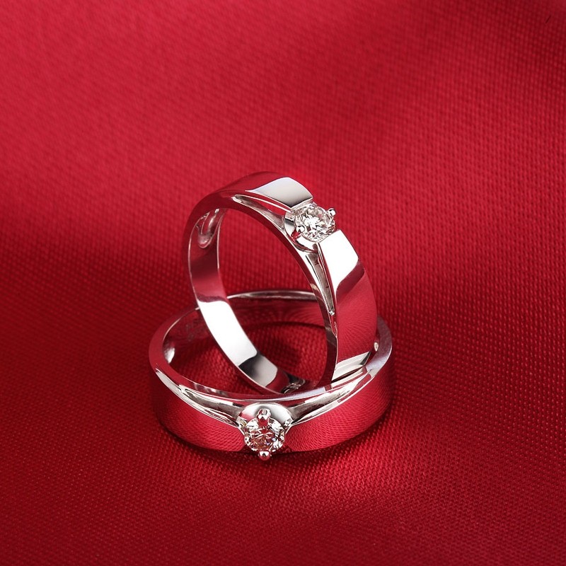 Cincin Tunangan Perak 925 Asli Wanita Perak Wedding Ring Silver 925 Silver Cincin Hitam Pasangan Lam