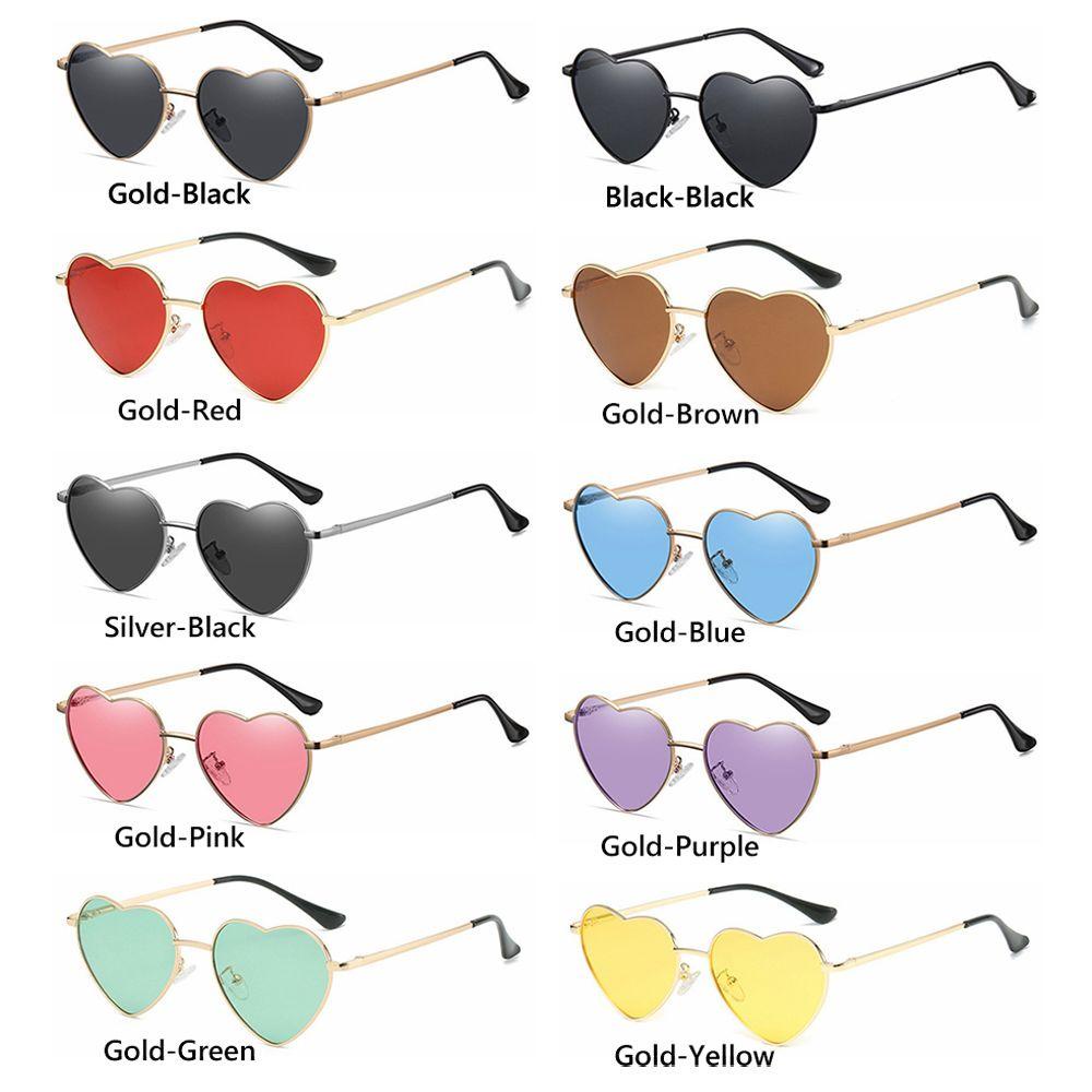 R-flower Women Heart Sunglasses Fashion Perlindungan UV400 Kacamata Berbentuk Hati Vintage