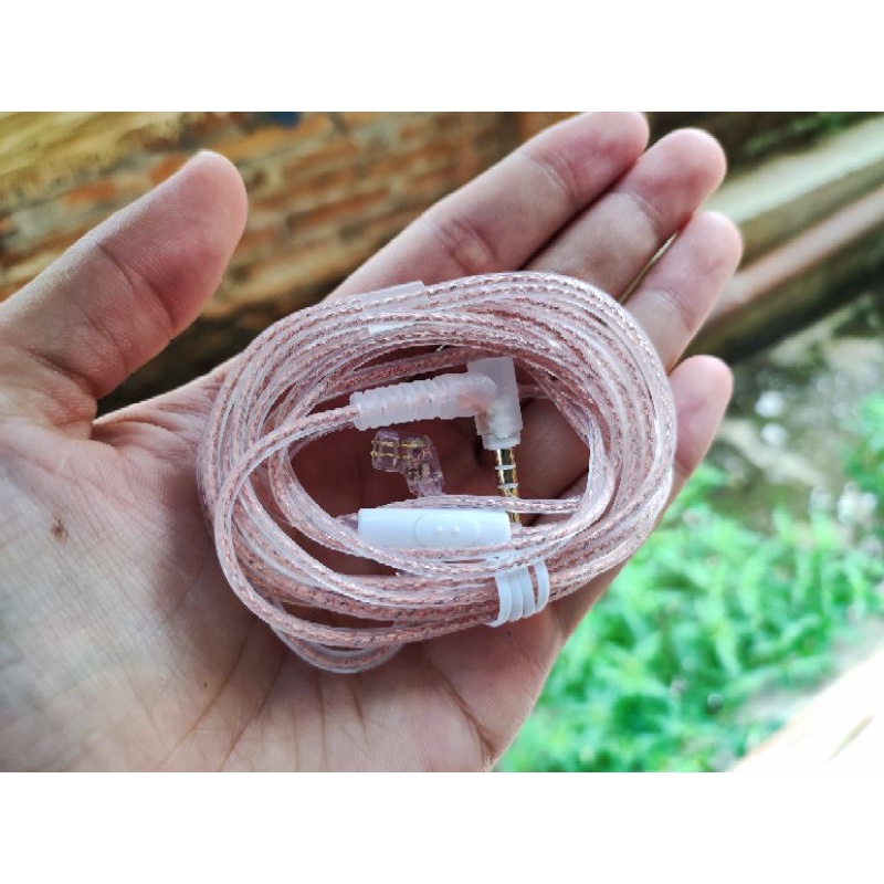 [TERMURAH] KABEL KZ 5N COPPER (MIC) 2 Pin Type C (QDC) Jack 3.5mm For KZ EDX PRO ULTRA ZSN TRN CCA CRA Cable Pengganti-Rose Gold Copper