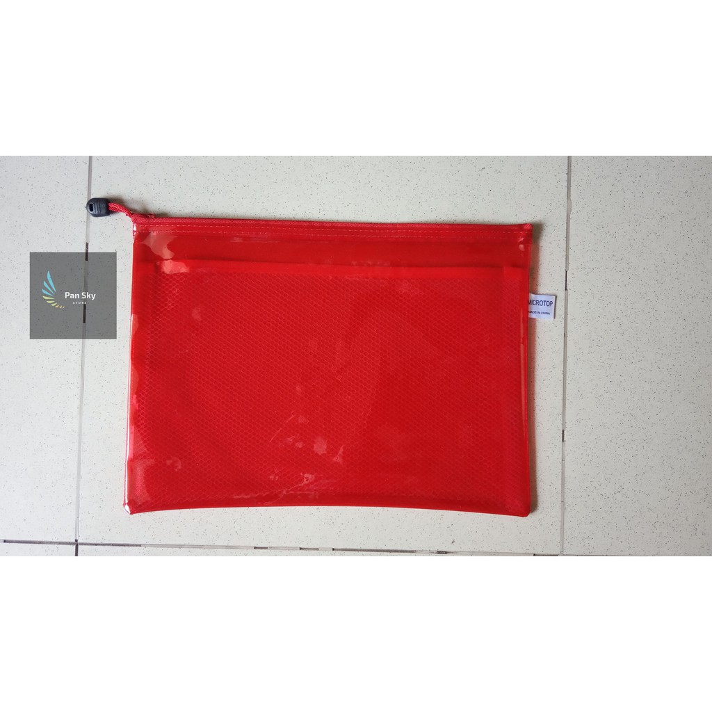 

Tas Map Data Jaring Resleting Plastik PVC / Data Zipper Bag Elastic Plastic PVC A4