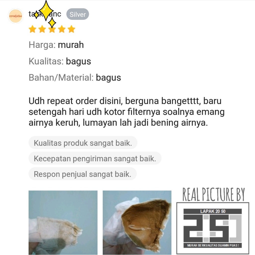 Filter Air Kran HYGIENEZ Saringan Kain 3 Lapis Mikron Semi Hepa Terbaik Kantong Kantung Sambungan Tambahan Keran Wastafel Bak Kamar Mandi Tandon Toren Sumur Bor PDAM Akuarium Aquarium Ikan Kolam Renang Minum Batu Penyaring Penjernih Alami Keruh Bau