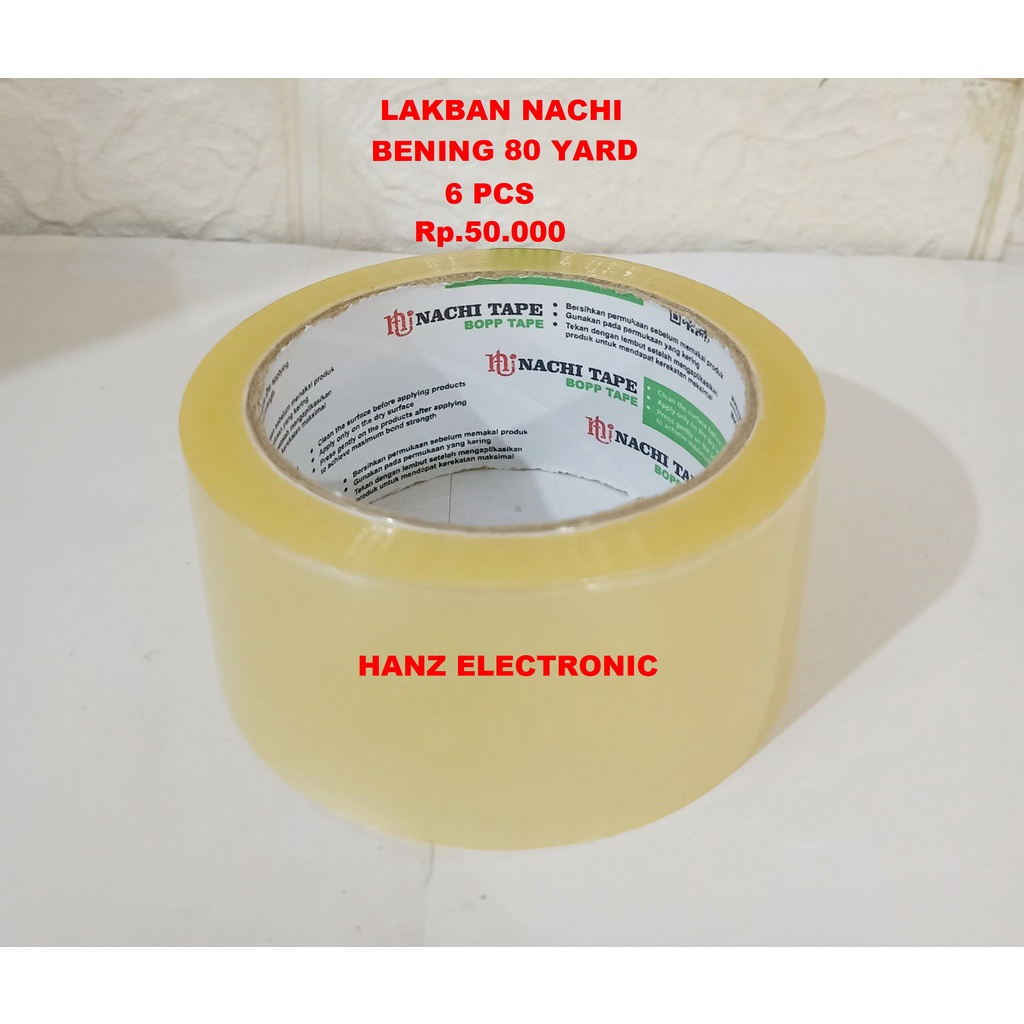 

HANZ ELEKTRONIK LA003 LAKBAN NACHI BENING inch x 80 yard / LAKBAN ISOLASI TAPE BENING PERSLOP