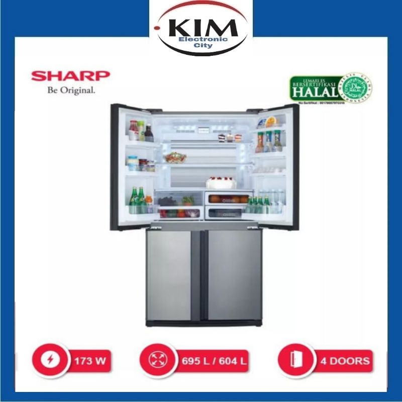 Sharp Kulkas SJ-IF85PB-SL 640 L Queen Series J-Tech Inverter