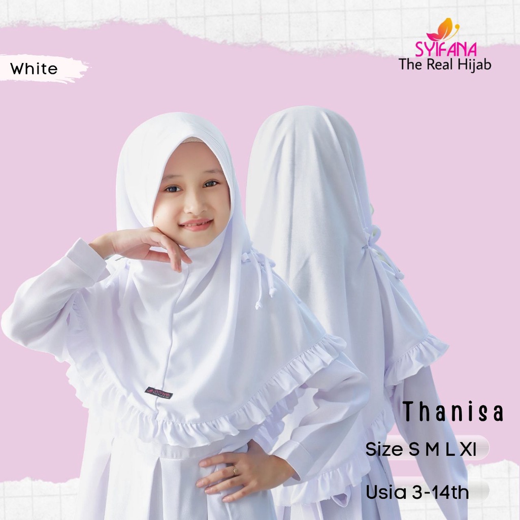 Jilbab Warna Putih/kerudung instan anak/Thanisa Syifana warna putih