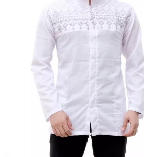 Menarik Baju Koko Putih Remaja/Dewasa Lengan Panjang