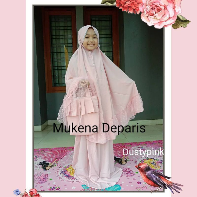 Mukena anak murah - Mukena de paris anak bonus tas umur 5-10 tahun