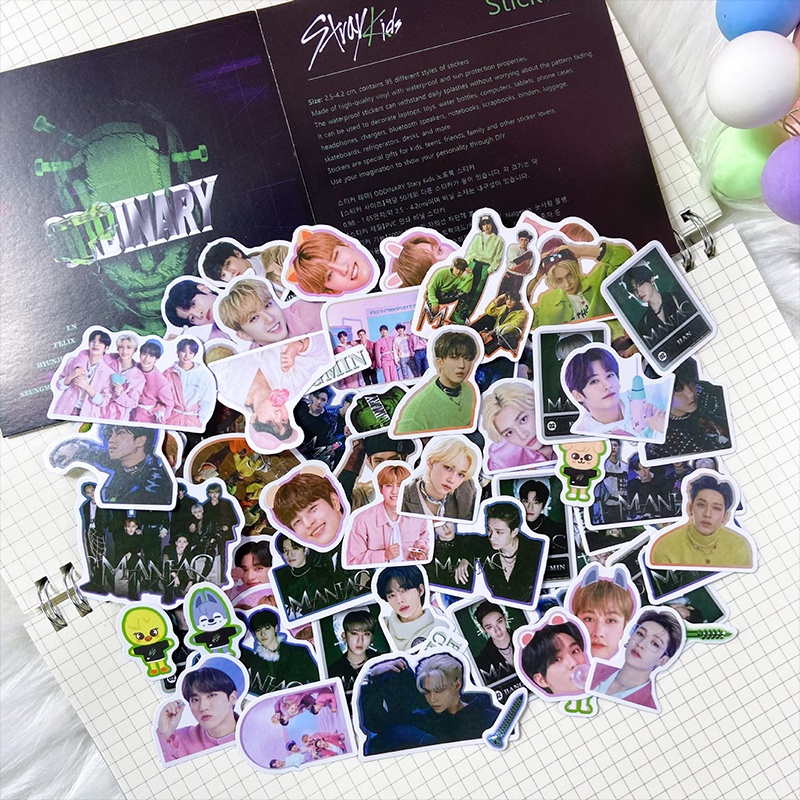 95 Pcs STRAY KIDS Album Foto Dekorasi Stiker Maniac World Tour Edition Bang Chan Lee Know Changbin Hyunjin Han Felix Seungmin I.N Laggage Diary Dompet Laptop Stiker DIY