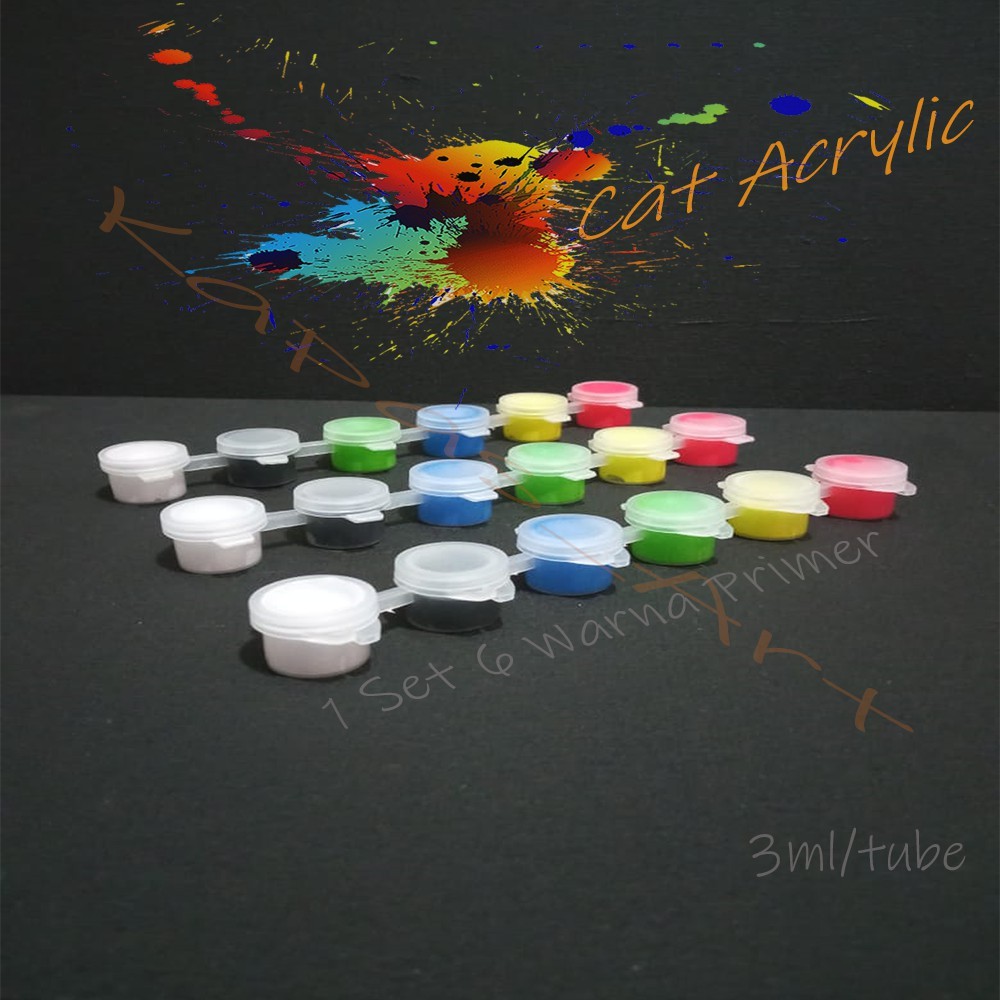 

Cat Lukis acrylic 6 Warna Primer 3ml/Tube Siap Pakai