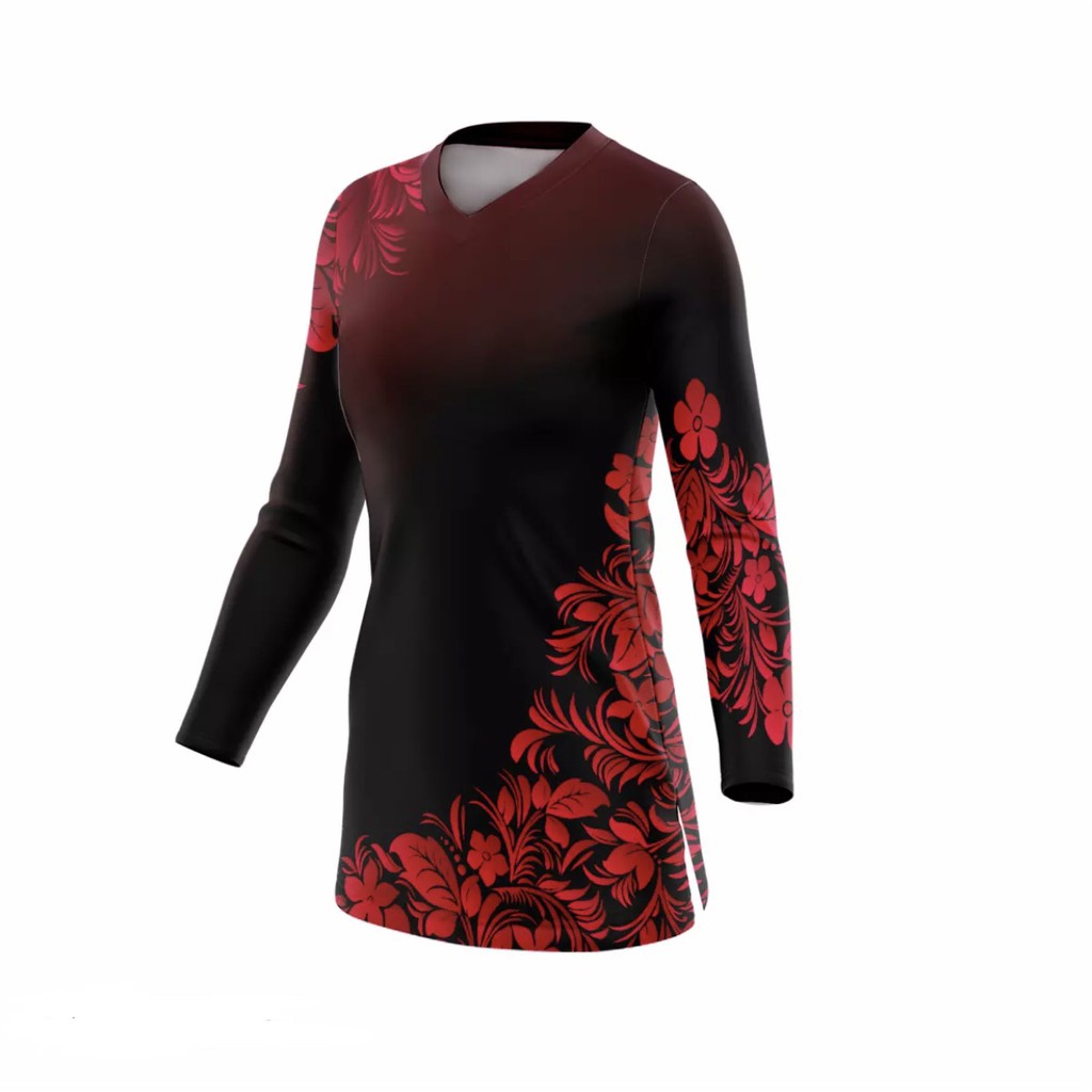 Baju Kaos Jersey Sepeda Lari Voli Tunik Muslim Hijab Wanita Custom | FLOWER