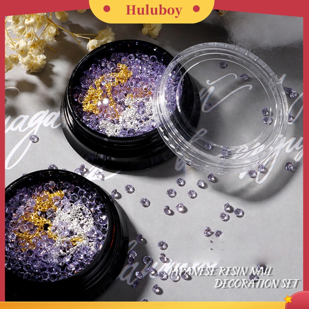 Huluboy Huluboy♡ 1 Kotak Ornamen Batu Berlian Imitasi 3D Untuk Dekorasi Nail Art