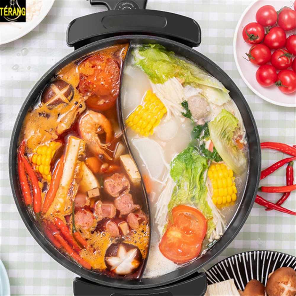 Hotpot Electric Mongolian Hot Pot W/DIVIDER PANCI LISTRIK ELECTRIC FRY PAN TEFLON LISTRIK