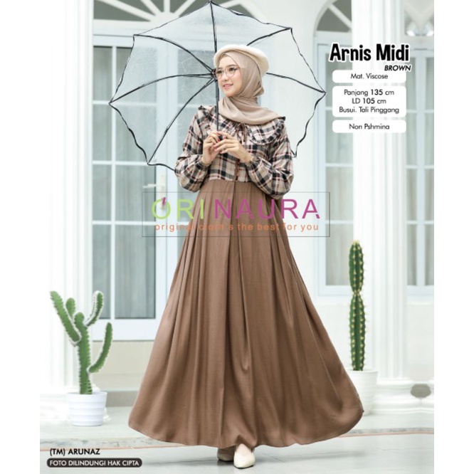 Gamis Midi Dres Motif Arnis Midi Ori Naura