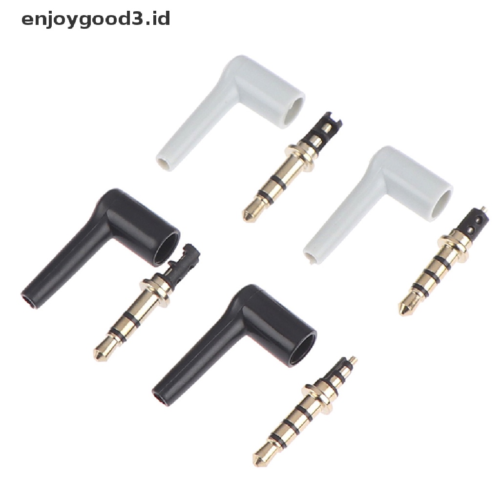 2pcs / Lot Jack Plug 3.5mm 90 Derajat 3 / 4 Pole 3.5 Lapis Emas