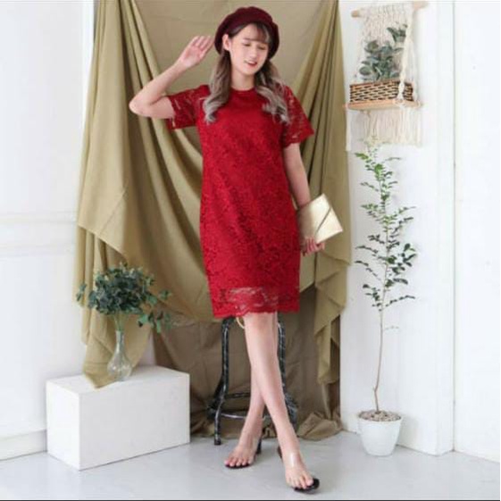 Dress Brukat Modern Pesta Natal Baju Natal Korea Wanita kondangan brokat Korea Baju Wanita Korea Baj