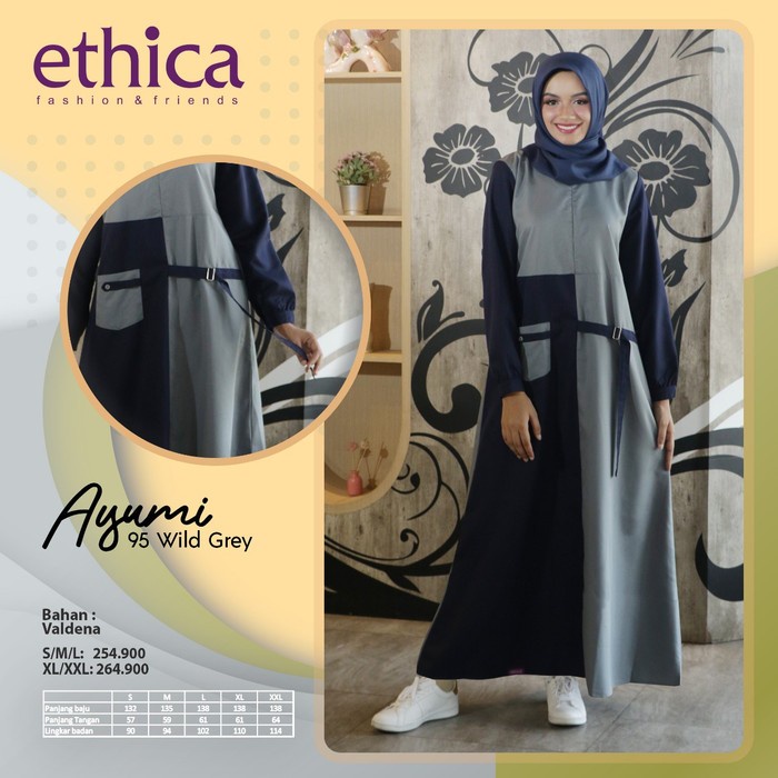 Gamis Ethica Dewasa Ayumi 95 Wild Grey / Gamis Ethica Original / GAMIS ETHICA / BAJU GAMIS ETHICA / 