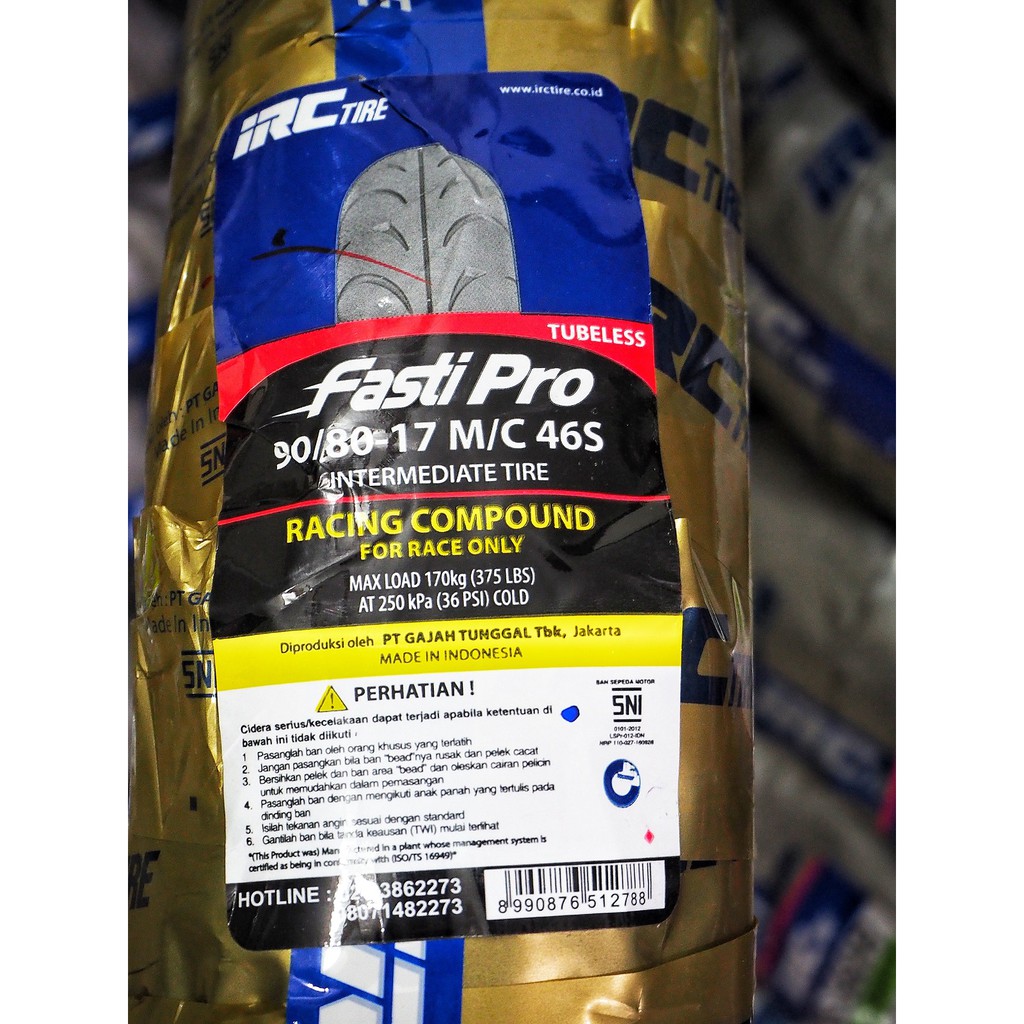 Ban Motor IRC FASTI PRO 90/80 ring 17 Tubeless