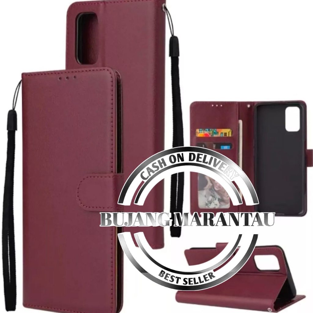 SAMSUNG GALAXY A52 - FLIP WALLET CASE KULIT SAMSUNG A52 - CASING DOMPET-FLIP COVER LEATHER-SARUNG BU
