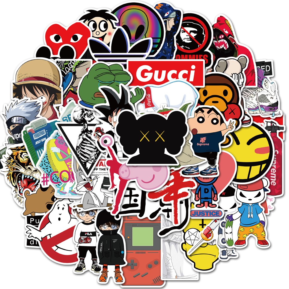 

50 Pcs Stiker Logo Graffiti Untuk Gitar Laptop Macbook Koper Kulkas Skateboard Sepeda