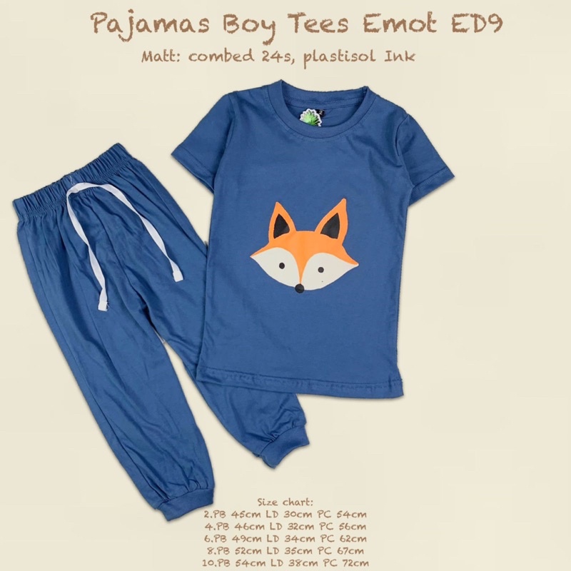 Setelan Anak Pajamas Boy Tees Emot ED9 Original Pineapple Kaos Anak Super Premium