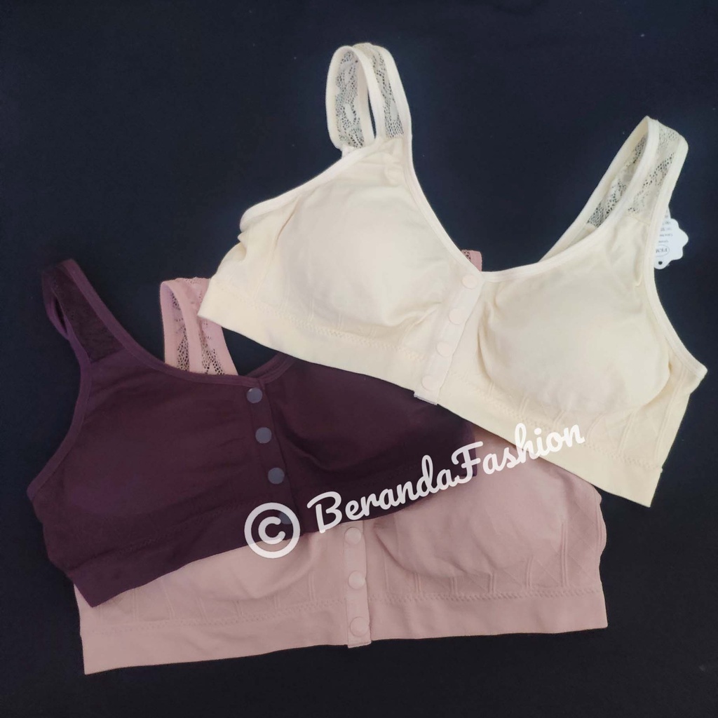 Sport bra menyusui bralette Fema kancing 4 katun rajut size XL-3XL