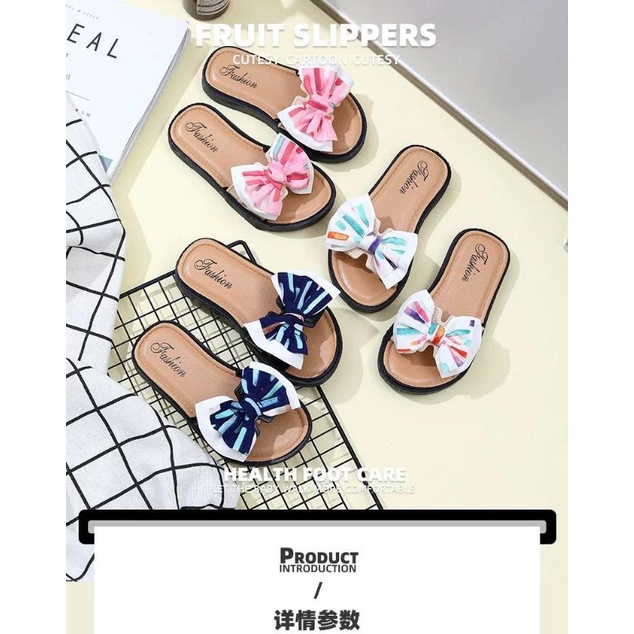 Sandal Slop Anak Wanita Pita Rainbow Import High Quality S2