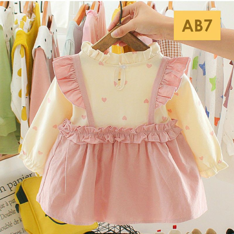 Dress Gaun Anak Bayi Perempuan Import Motif Elegan Cantik Lucu Usia 6 bulan - 3 tahun-7