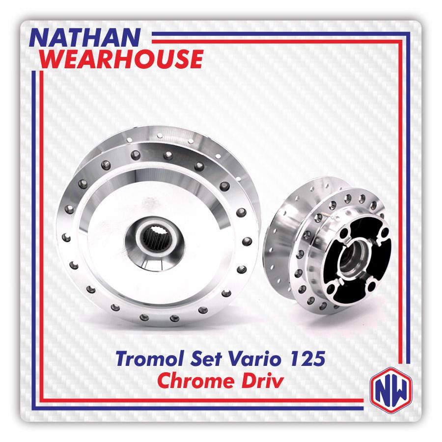 Tromol Set Depan Belakang Vario 125 150 Beat Chrome Driv