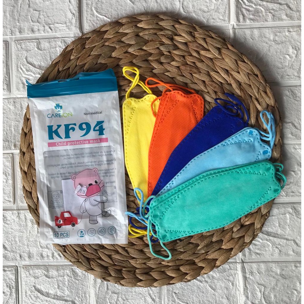 MASKER KF94 ANAK ISI 10PCS / MASKER KF94 ANAK MOTIF / MASKER KF94 ANAK WARNA / MAKSER KF94 ANAK