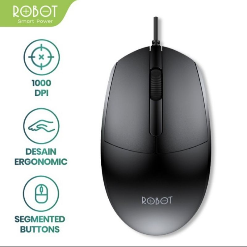 MOUSE OFFICE ROBOT M120 &amp; M100 OPTICAL WIRED BLACK