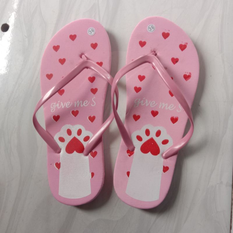 Sandal jepit spon PING, motif kaki kucing / gureme ,sandal murah,sandal cewe