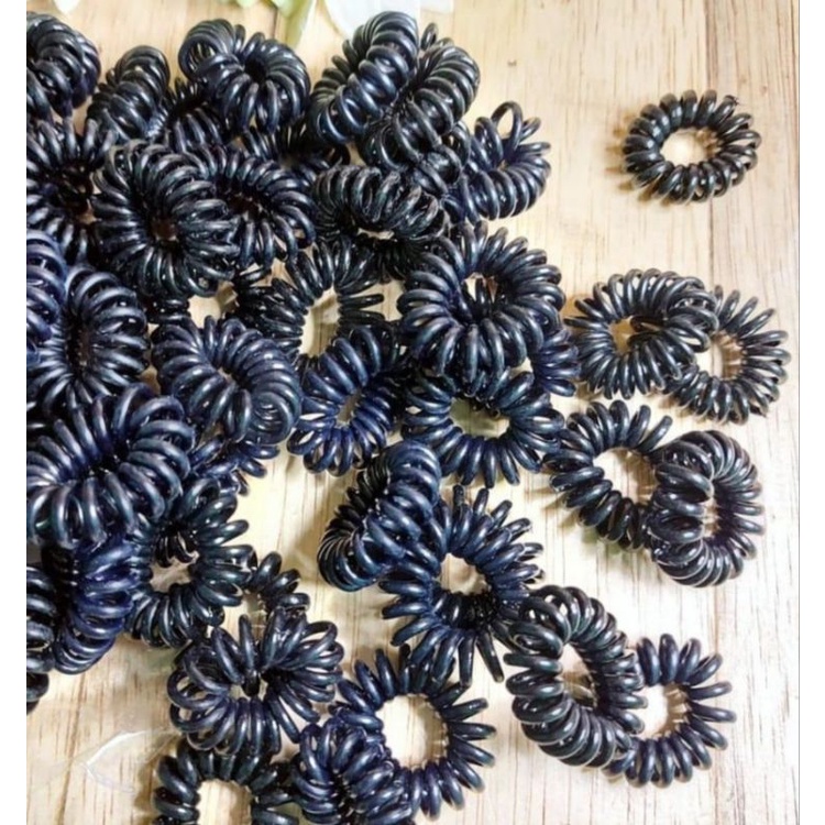 KARET KUNCIR RAMBUT SPIRAL HITAM KECIL SATUAN