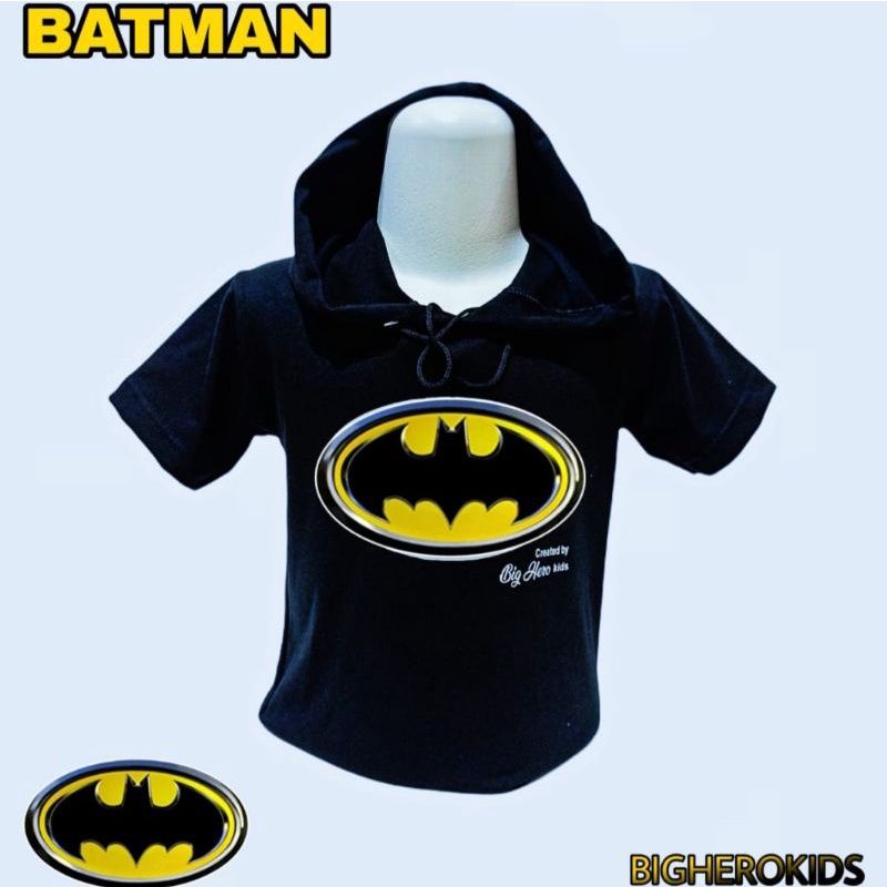 3in1 Kaos Hoodie Batman / Baju anak Laki-laki / Free Topi dan Tas Waistbag