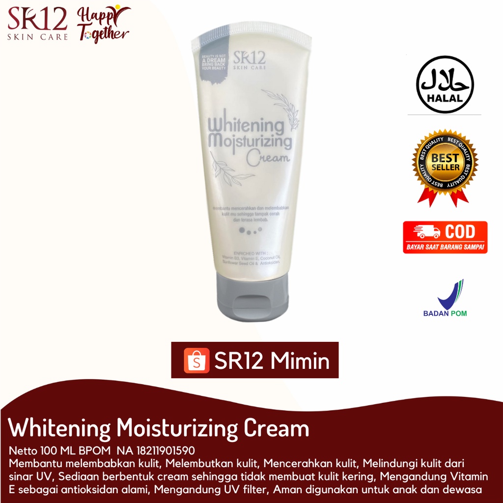 WHITENING MOISTURIZING CREAM SR12 - KRIM PENCERAH INSTAN - KRIM PEMUTIH AMAN BPOM -  KRIM WAJAH DAN 