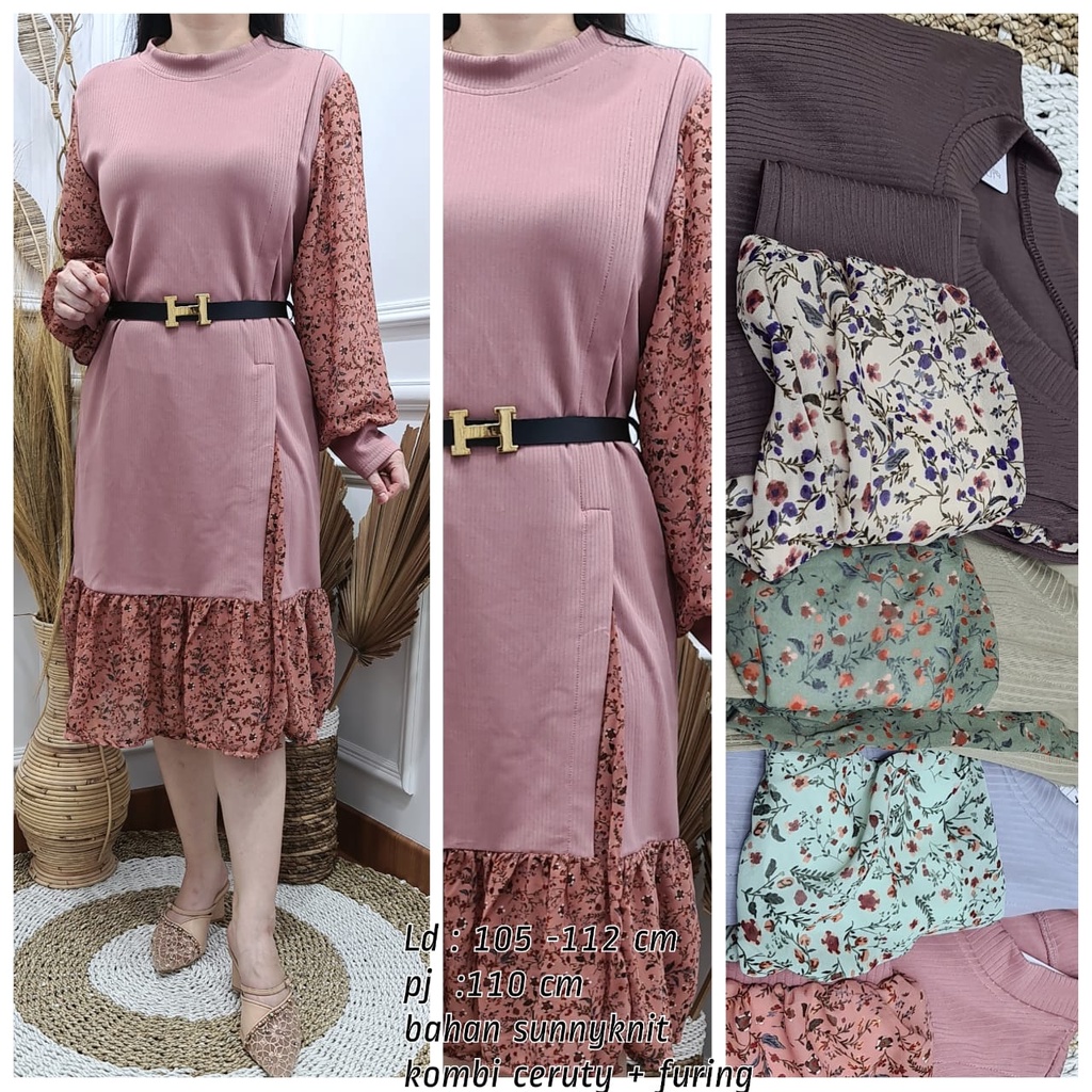 CAVELL Long Tunik Atau Midi Dress Free Belt Fit XXL