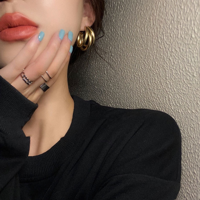 Anting Bulat Lapis Emas Mewah Untuk Wanita