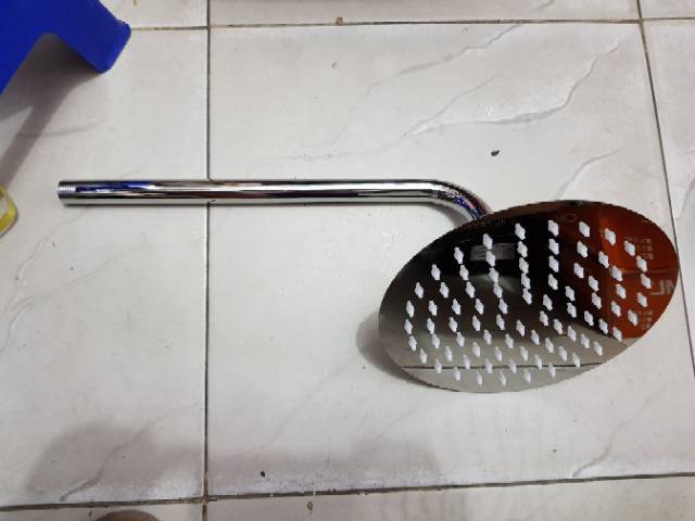 Paket shower tanam stainless 8in 20cm + stop kran panas dingin kuningan PROMO TERMURAH