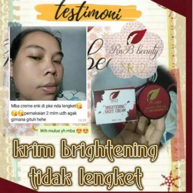 Brightening Cream SR12 Day &amp; Night Cream Pencerah Wajah dan Pelindung dari Sinar UV BPOM