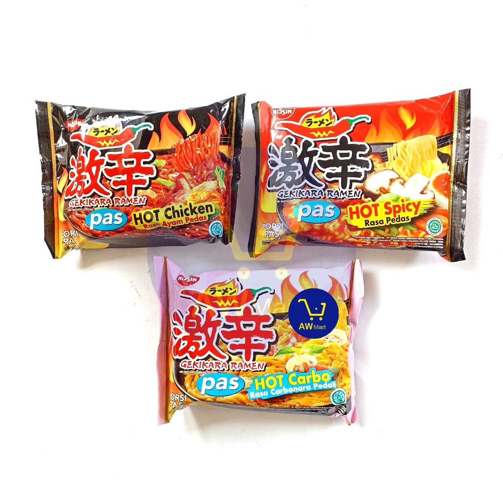 MIE NISSIN GEKIKARA RAMEN 80 GRAM -  MI INSTANT GORENG RAMEN HOT CHICKEN, CARBONARA, HOT SPICY