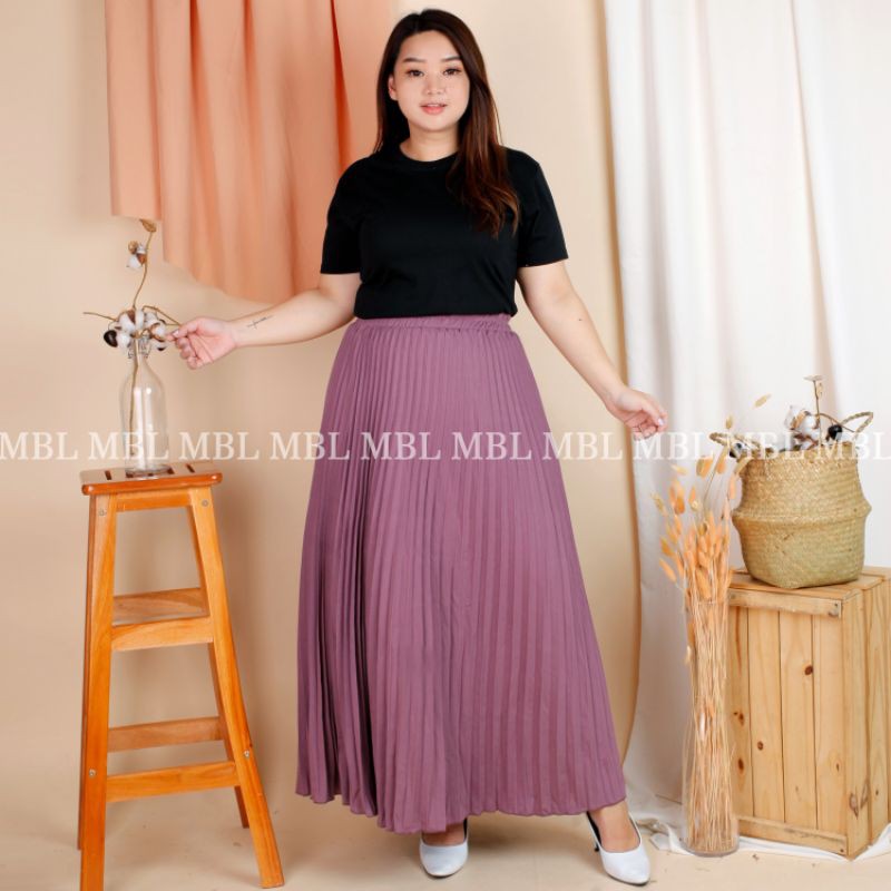 (02) MBL Rok Plisket Payung Pleated Skirt Jumbo XXXL