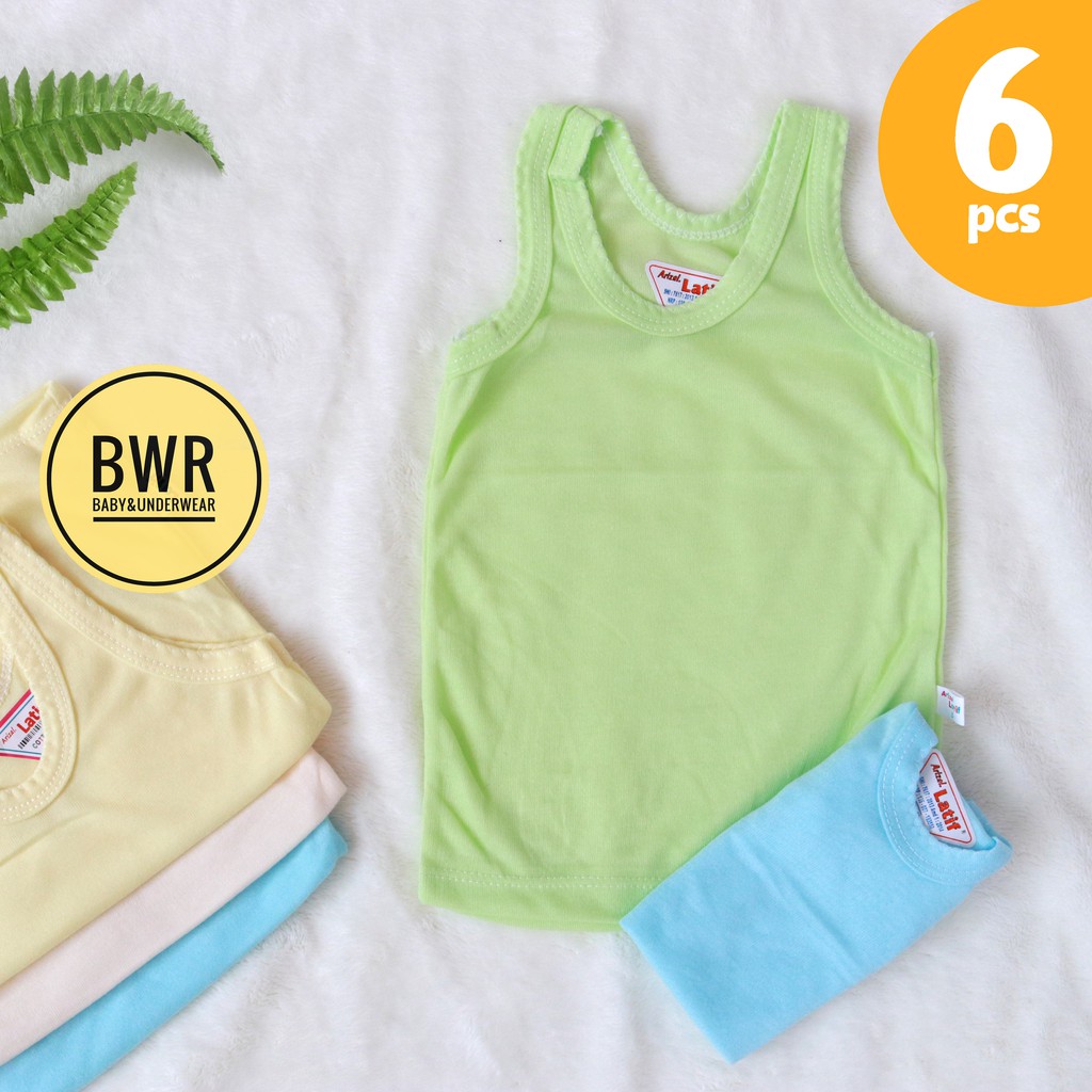 [ 6pc ] Singlet Latif WARNA Polos [ II G5 - J5 ] Pakaian Kaos Dalam Anak Latif || Bwr